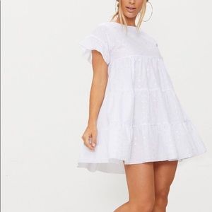 NWT Prettylittlething White Smock Dress